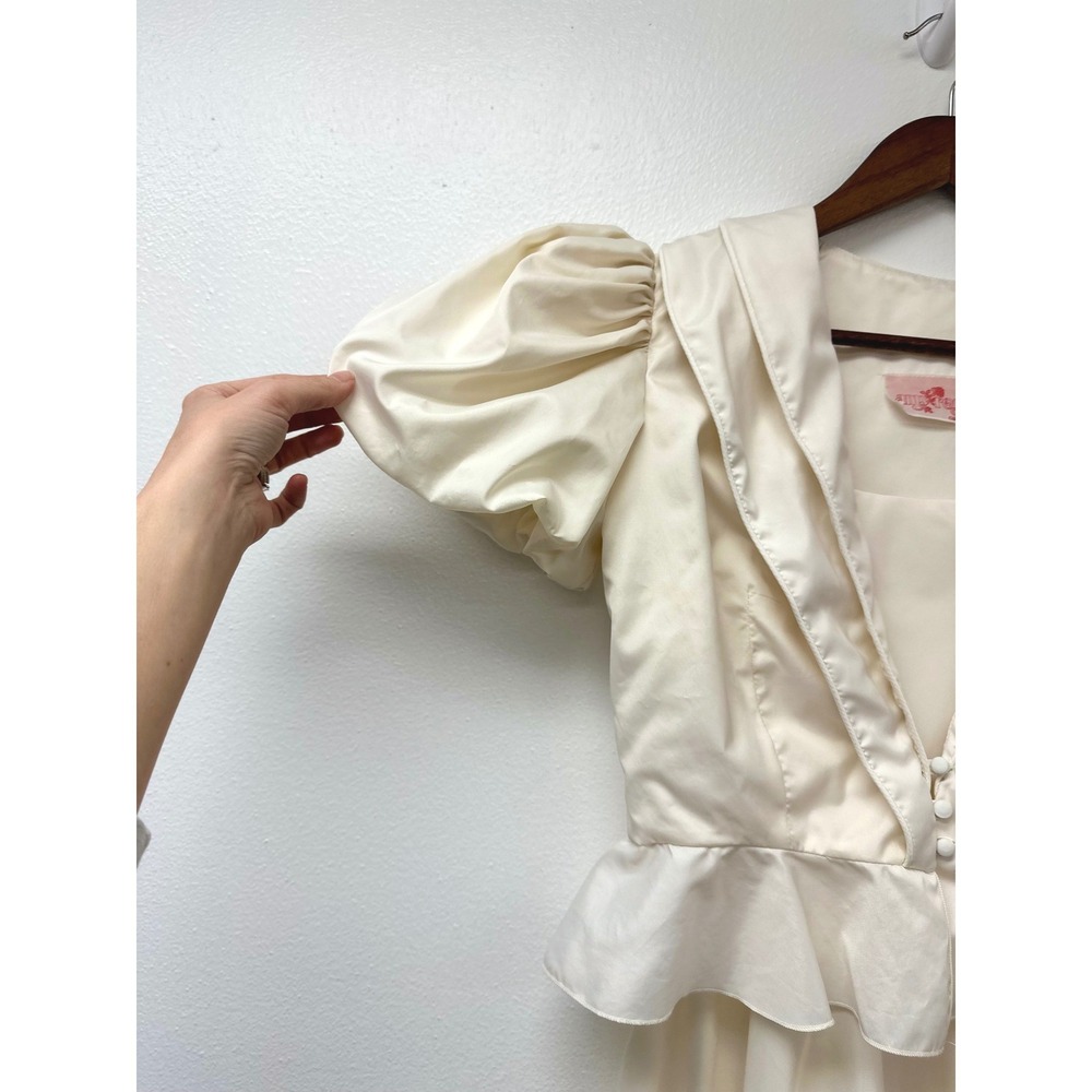 Vintage 1970s Amy Rose Romantic Prairie Coat &‎ Dress Set Cream S/M - Picture 5 of 12